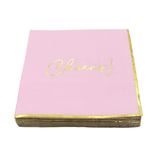 Pink & Gold Cheers! Beverage Napkins, 20ct. by Celebrate It™